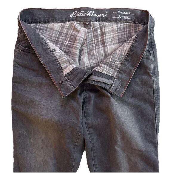 Eddie Bauer Boyfriend Relaxed Flannel-Lined Jeans Womens Size 2P Gray Outdoors - Picture 3 of 16